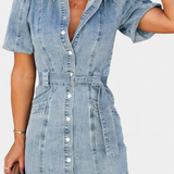 Orlena Vestido Mini de Denim Lavado