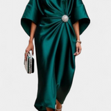 Ubelia Vestido Largo de Satén con Brillo Luxe