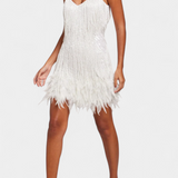 Sheril Mini Vestido de Plumas