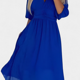 Dorina Vestido Midi Elegante con Escote en V y Mangas Livianas