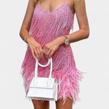 Sheril Mini Vestido de Plumas