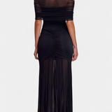 Alodia Vestido Maxi de Hombros con Capa de Malla