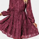 Soreia Vestido Camisero de Botones con Manga Larga Texturizada
