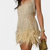 Sheril Mini Vestido de Plumas
