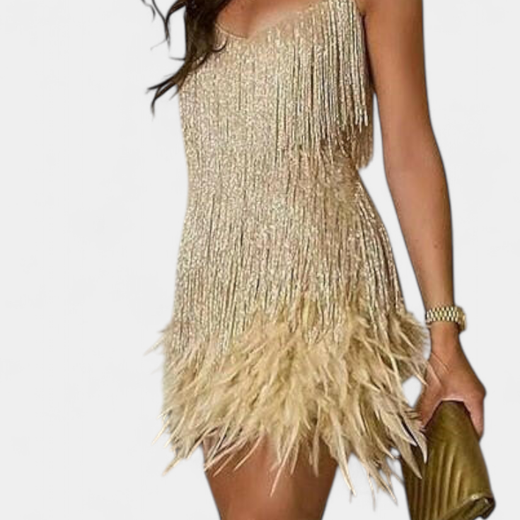 Sheril Mini Vestido de Plumas