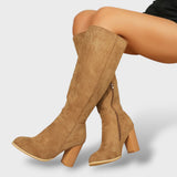 Botas Cowboy Mujer Ante Tacón Alto