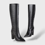 Botas Altas de Piel Sintética con Estampado Serpiente