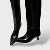 Botas Altas de Cuero con Tacón Bajo