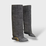 Botas Altas Mujer Tacón Fino con Hebilla